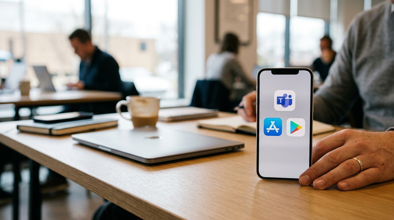 Teams移动版下载在iOS和Android设备上的应用商店界面
